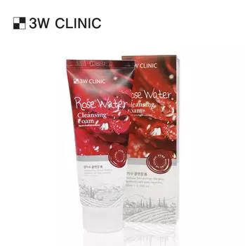 3W CLINIC Пенка для умывания с розовой водой, 100 мл