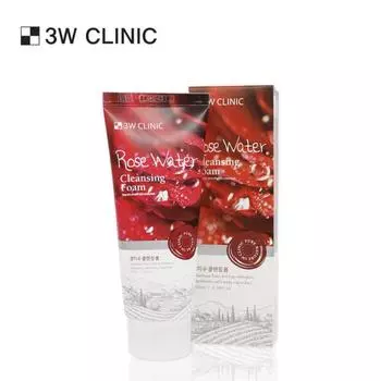 3W CLINIC Пенка для умывания с розовой водой, 100 мл