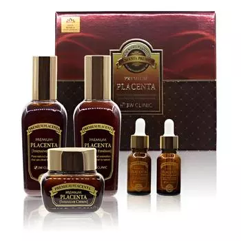 3w Clinic Premium Placenta — набор из трех средств по уходу за кожей (Кожа 145 мл + Эмульсия 145 мл + Крем 50 мл, 2 вида подарков) 1 Set