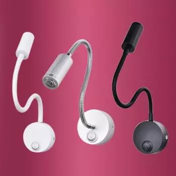 3W Гибкий шланг Настенный светильник Светодиодный прикроватный светильник для спальни в отеле Регулируемый светильник для чтения Warm Light серебряный