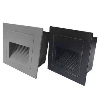 3W LED Footlight Уличный IP65 Водонепроницаемый Лестничные ступени Угловой настенный цоколь Встраиваемый квадратный светильник для зала warm light чёрный