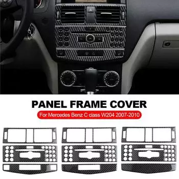3X Автомобильная центральная консоль из углеродного волокна, кондиционер, CD-панель, средняя крышка воздухозаборника, отделка для Mercedes Benz C-класса W204 07-10