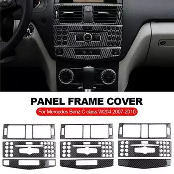 3X Автомобильная центральная консоль из углеродного волокна, кондиционер, CD-панель, средняя крышка воздухозаборника, отделка для Mercedes Benz C-класса W204 07-10