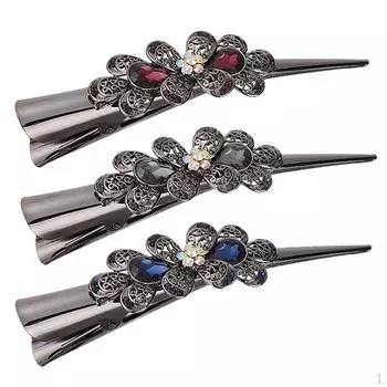 3x аксессуары для заколки для волос из кожи аллигатора с кристаллами и стразами