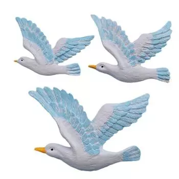 3x Beachy 3pcs Wood Seagull Beach Wall Decor Set Beach Decorations For Home Seagull Wall Decor