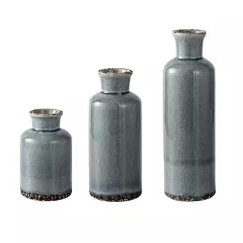 3X Ceramic Vase Retro Flowers Vases Decoration Art Pastoral for Home Bedroom Table Living Room Accessories Gift