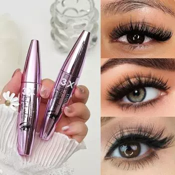 3X Черная суперплотная неразмазывающаяся тонкая, долго сохнущая, стойкая водостойкая новая фиолетовая тушь-спрей