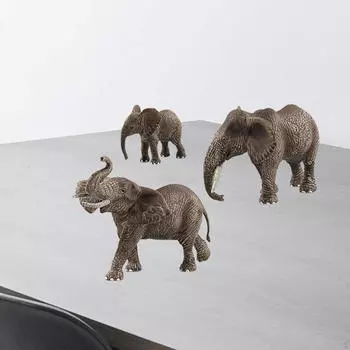 3x Фигурки Слона Модель Кукла Ручной Работы Настольные Украшения Коллекция Поделок Миниатюрное Животное