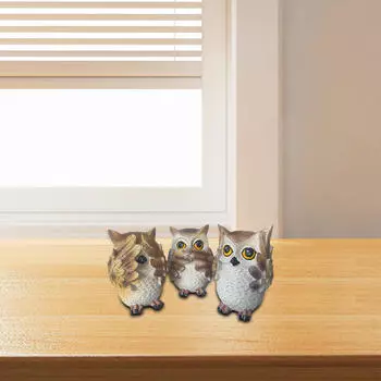 3x Фигурки сов, животные, декоративные антикварные подарочные скульптуры, небольшие украшения для стола