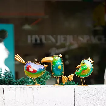 3x Garden Decors for Outside Lawn Ornaments Housewarming Gift Cute Bird Statues Outdoor