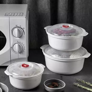 3x миски с крышками для микроволновки, посуда для подогрева еды, салата, лапши, хранения