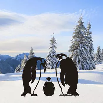 3x Патио колышки Пингвин силуэт реалистичный имитация ремесла металлическая ручная работа статуя животного сад