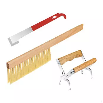 3x Профессиональная деревянная ручка для щетки-скребка для пчелиного улья с крючком J