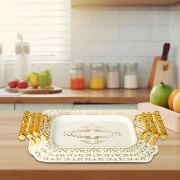 3x Serving Tray with Handle Coffee Table Portable Elegant Multipurpose Cake Platter Dessert