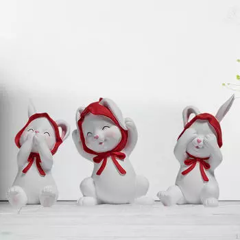 3x Статуэтки кролика, фигурка из смолы, художественная работа, подарок на новоселье, коллекция, украшение для стола, маленькое животное