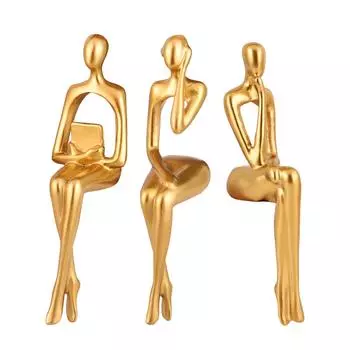 3x Thinking Statues Resin Figurine Collectible Art for Home Decoration