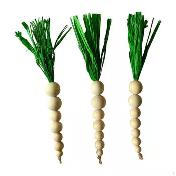 3x Wooden Beaded Carrots Decors Easter Garlands Displays Adorable Coffee Bar Creative Rustic