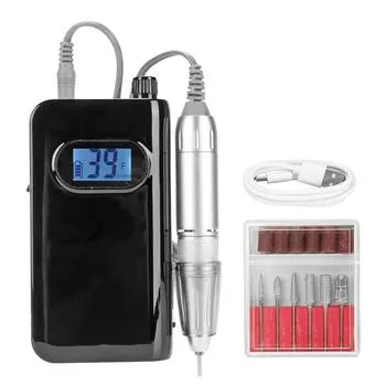 40000 об/мин Машинка для сверления ногтей CW CCW Вращение Теплоотвод Электрическая шлифовальная машинка для ногтей Черный чёрный
