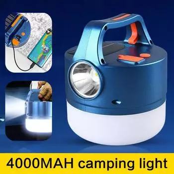 4000 мАч мощный походный светильник на солнечной батарее, USB аккумуляторная лампа для палатки, портативный водонепроницаемый фонарь с дистанционным управлением, рабочие фары, внешний аккумулятор, фонарик 609-4000MAH