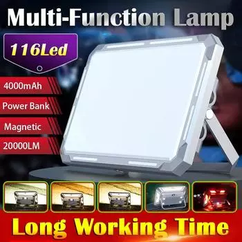 4000 мАч светодиодный фонарь для палатки, перезаряжаемый фонарь для кемпинга с магнитом, портативный, мощный, аварийный, наружное ремонтное освещение yellow