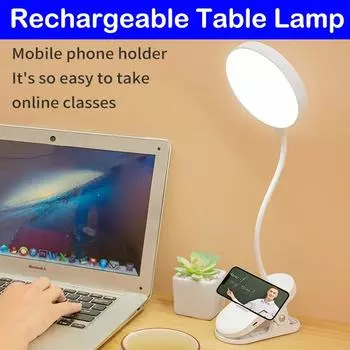 4000 мАч USB перезаряжаемая светодиодная настольная лампа с зажимом 3 уровня яркости защита глаз портативная сенсорная лампа для чтения книг прикроватная тумбочка WHITE