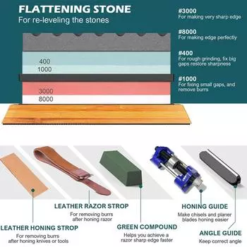 400#/1000# 3000#/8000# Премиум-точильный камень для заточки, набор точилок с нескользящей основой, точилка для режущих инструментов, кухонные принадлежности красный