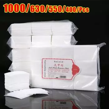 400/550/630/1000 шт., хлопковые салфетки для маникюра, педикюра, безворсовые салфетки, очиститель, бумажные подушечки, инструмент для снятия лака, хлопковые таблетки для чистки ногтей White: 400 PCS