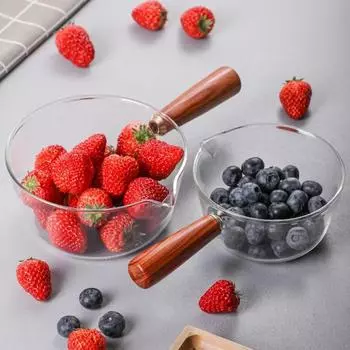 400/600 мл стеклянная деревянная ручка практичная симпатичная кастрюля для молока суповая кастрюля стеклянная кастрюля для приготовления пищи маленькая деревянная ручка кастрюля устойчивая одинарная ручка 400ml белый