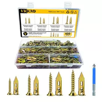 400 комплектов анкеров и шурупов для гипсокартона, комплект саморезов для гипсокартона