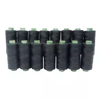 400-метровая белая полиэфирная катушка с оверлоком для ручной швейной машины 1 Box - 15 Spools 400 Mtr With 3 Ply Each чёрный