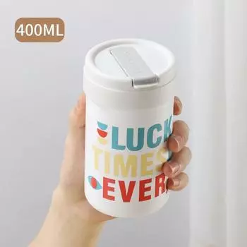 400 мл Большая Вместимость Двухъярусная Вакуумная Кружка из Нержавеющей Стали 316 с Соломинкой Изолированная Кофейная Водная Кружка Уличный Термос Офисная 400ml