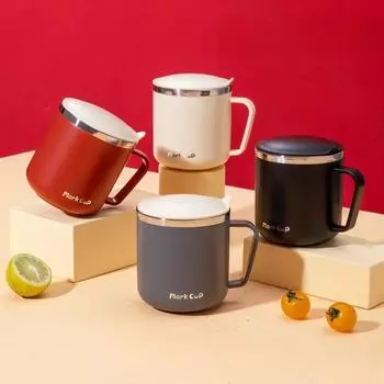 400 мл Двойная стенка кофейная чашка с крышкой из нержавеющей стали портативная изолированная герметичная термокружка для офиса дома молока сока напитков 400ml синий