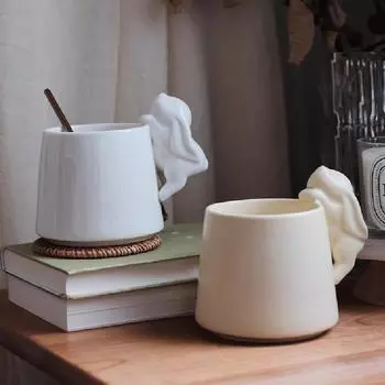 400 мл керамическая кофейная кружка с милой ручкой в виде кролика, трехцветная керамическая кружка, кофейная чашка, кружка для украшения дома, чашка для воды, изысканный подарок 400ML