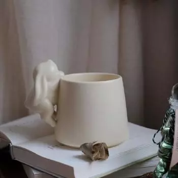 400 мл керамическая кофейная кружка с милой ручкой в виде кролика, трехцветная керамическая кружка, кофейная чашка, кружка для украшения дома, чашка для воды, изысканный подарок 400ML