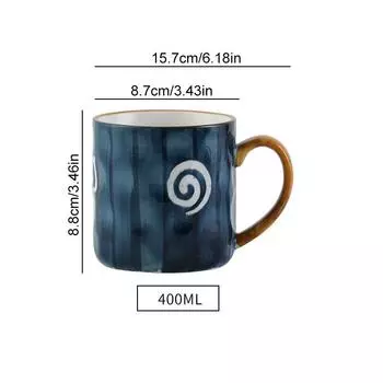 400 мл керамическая кружка в японском стиле, кофейная чашка, чашка для завтрака с молоком и овсянкой, с крышкой-ложкой, для офиса и дома, чашки для чая, стаканы для воды, подарки 301-400ml