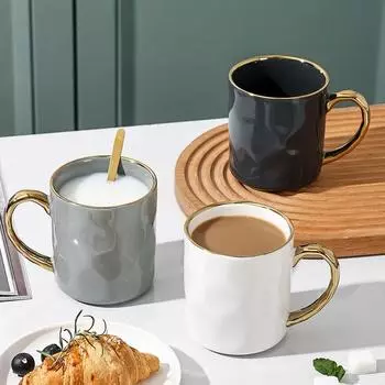 400 мл керамические кофейные чашки легкие роскошные креативные золотые кружки для воды кружка для завтрака овсянки молока сока офисная бытовая посуда для напитков 400ml