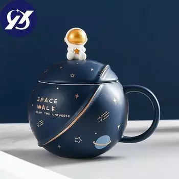 400 мл креативная милая космическая керамическая кружка для кофе с солнечной системой, двойное стекло, мультяшное молочное стекло, подарочная чашка для мальчика, Рождественский подарок 400ml