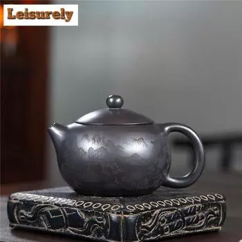 400 мл креативные чайники из фиолетовой глины Исин, чайник ручной работы Сиши, необработанный камень, желтый глиняный чайник для замачивания чая, китайский чайный набор Цзыша