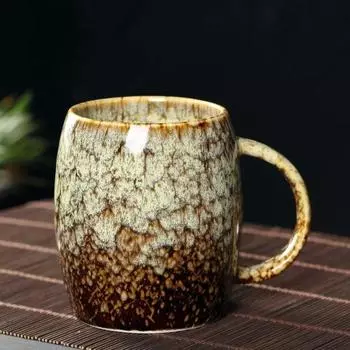 400 мл круглая ручка-ремешок креативная кружка большая емкость простая керамическая чашка пара японский стиль кофе запеченная в печи кружка для питья 400ml синий