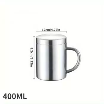 400 мл Кружка для кофе из нержавеющей стали, чашка для напитков, чайная чашка, кружка с крышкой 400ML