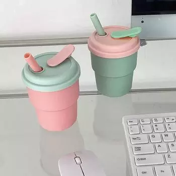 400 мл кружка для кофе с крышкой и трубочкой силиконовая кружка для холодного сока молока чая герметичные бутылки для питьевой воды портативная дорожная кружка 400ML