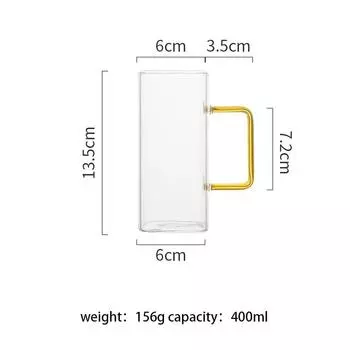 400 мл квадратная стеклянная кружка для завтрака, молока, кофе, чашка, безопасная для микроволновой печи, прозрачная, для вечеринок, пива, напитков, стеклянный подарок на Рождество и Новый год 400ml