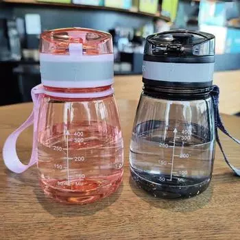 400 мл мини-большая чашка для живота, пластиковая бутылка для воды с соломинкой, спортивная бутылка для воды, портативная герметичная чашка для воды, подарок для студентки и девушки 400ml белый