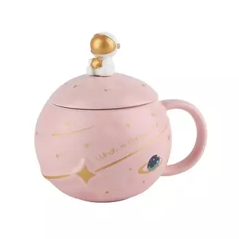 400 мл симпатичная новинка кружка астронавт эргономичная ручка керамическая чашка с крышкой ложка для кофе чай молоко розовый