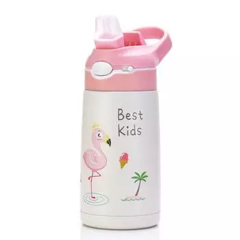 400 мл термобутылка из нержавеющей стали для детей милый мультяшный термокружка с трубочкой герметичная изолированная чашка посуда для питья 400ML