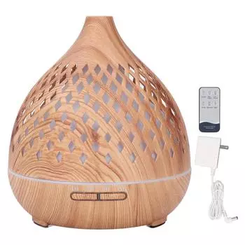 400 мл Увлажнитель с дистанционным управлением и 7-цветной светодиодной подсветкой Увлажнитель с полым древесным зерном Бесшумный Ароматизатор Дифф