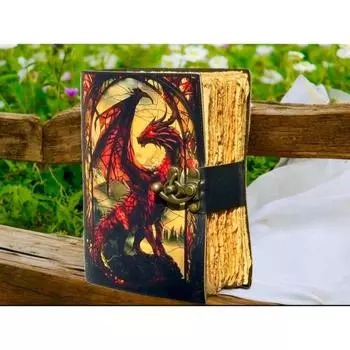 400 Pages - Dragon Grimoire Leather Journal Notebook Journal for women - Fat journal handmade Deckle Paper Notebook Journal for gift 7 x 5 in