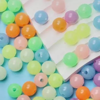 400 шт., креативные ювелирные аксессуары «сделай сам», ожерелье, изготовление браслетов, светящиеся акриловые круглые бусины ярких цветов, 6 мм/8 мм/10 мм, материалы ручной работы 6mm разноцветный
