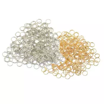 400 шт., металлические двойные петли, разделенные открытые кольца для ключей, ювелирные изделия, золото + серебро 6 мм/8 мм 6mm