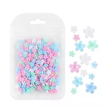 400 шт. разноцветных акриловых цветов из цветной смолы с пятью лепестками для нейл-арта, декоративный материал